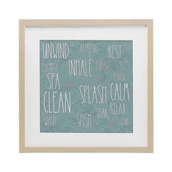 Stupell Industries Calm & Relaxing Bath Typography Birch Framed Print Under Glass design by Matthew Piotrowicz, 13 x 13