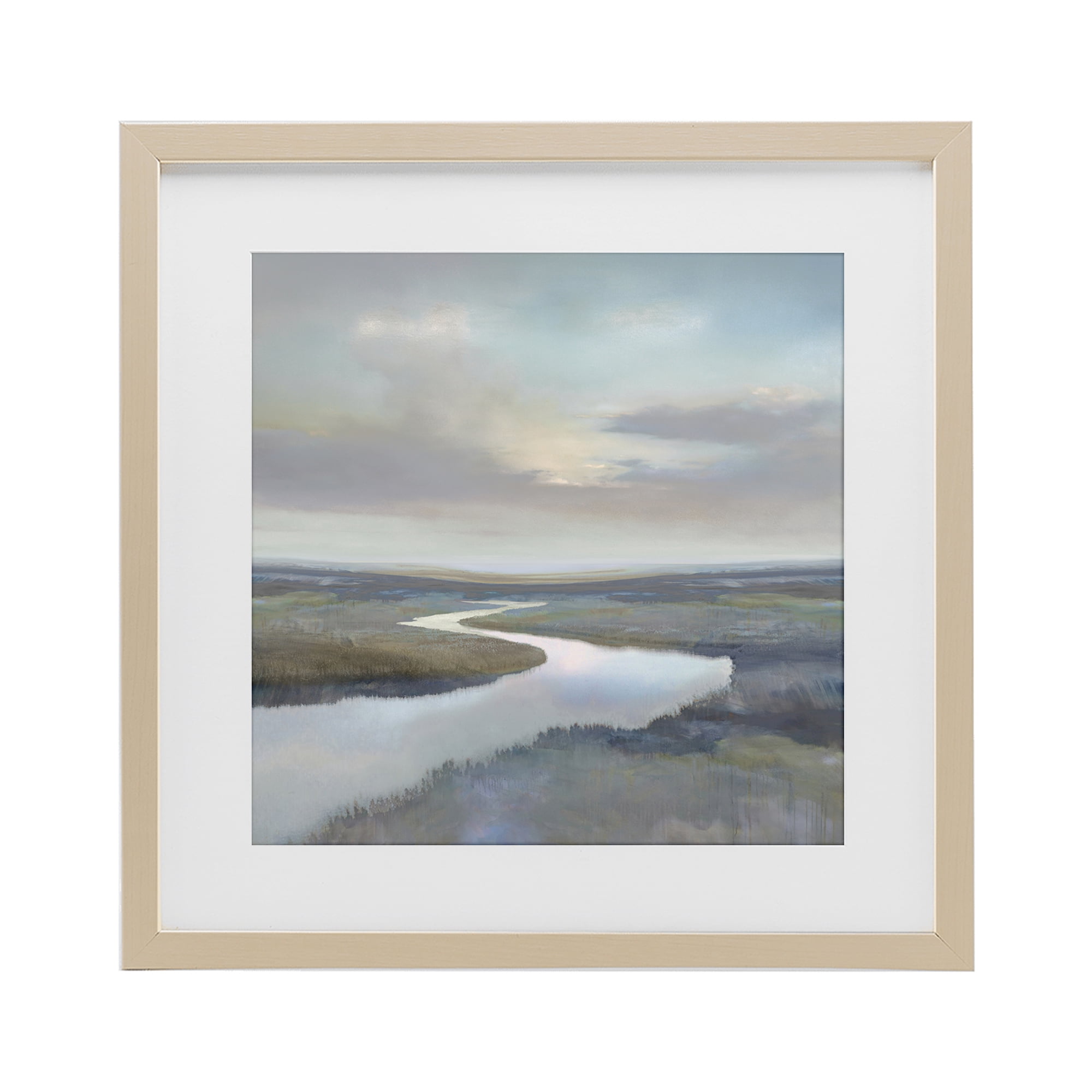 Stupell Industries Calm Riverbend in Greys Birch Framed Print Under Glass, design by Christy McKee