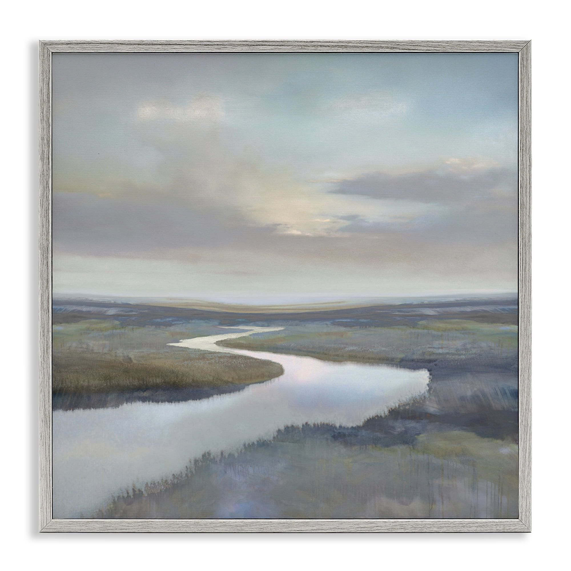 Stupell Industries Calm Riverbend in Greys Gray Framed Giclee Art, design by Christy McKee