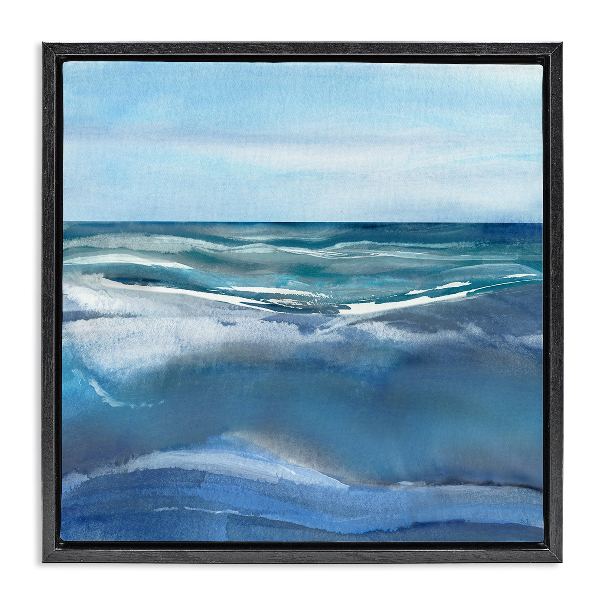 Stupell Industries Calm Seas under Soft Sky Black Framed Floater Canvas Wall Art, design by Susan Jill
