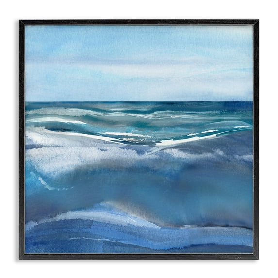 Stupell Industries Coastal Calm Seas under Soft Sky Black Framed Giclee Art, 12 x 12, by Susan Jill