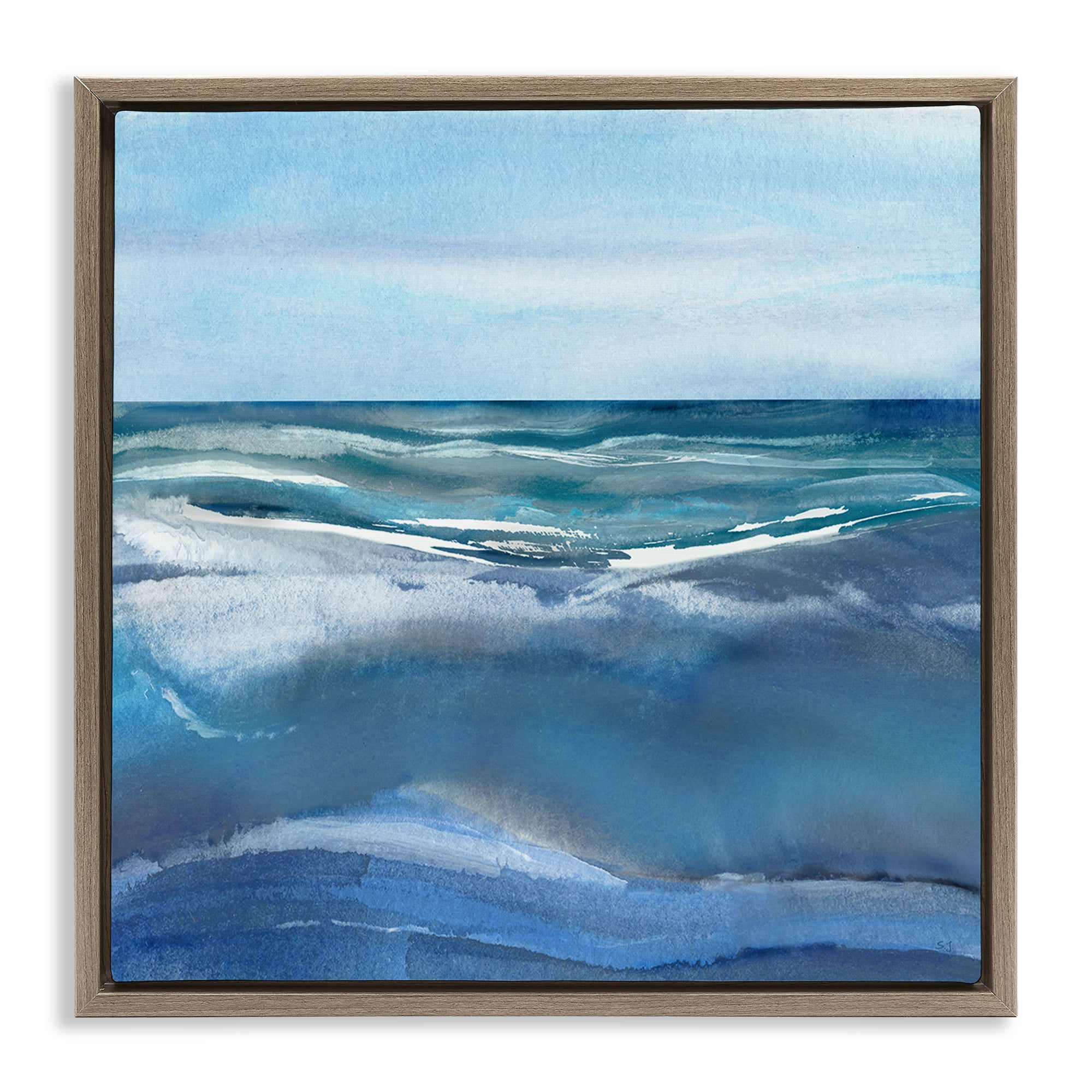 Stupell Industries Calm Seas under Soft Sky Brown Framed Floater Canvas Wall Art, design by Susan Jill