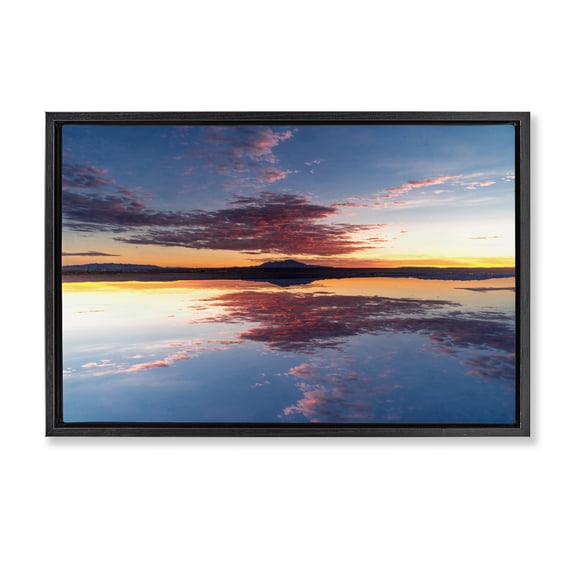 Stupell Industries Calm Sunset Reflection Black Framed Floater Canvas Wall Art design by Robin Vandenabeele, 21 x 31