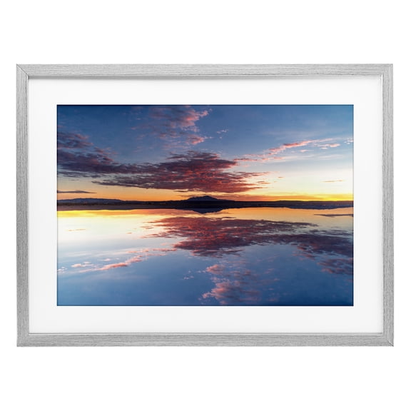 Stupell Industries Calm Sunset Reflection Gray Framed Print Under Glass design by Robin Vandenabeele, 14 x 20