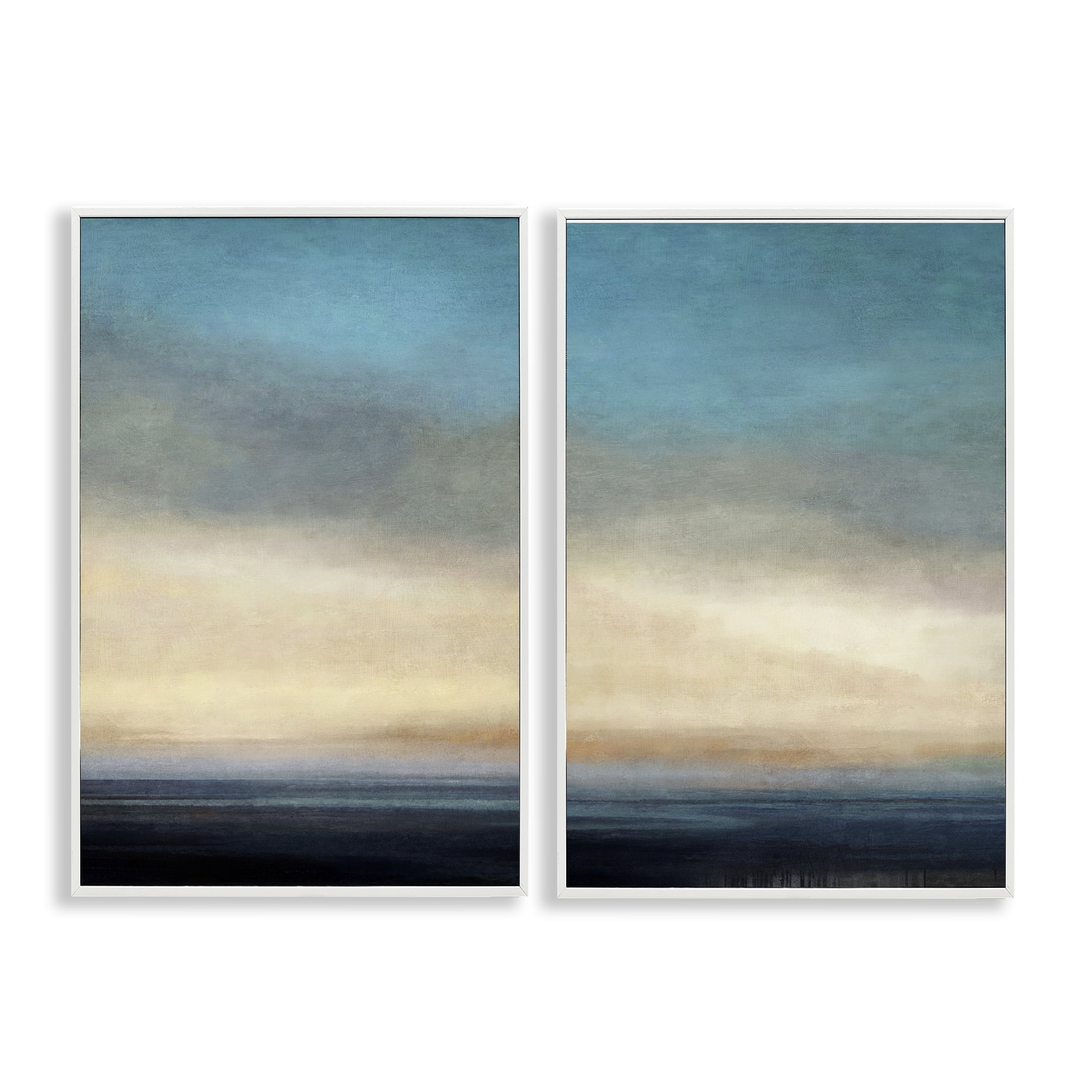 Stupell Industries Calm Tranquil Sea horizon Landscape & Nature Painting White Framed Art Print Wall Art, 16 x 24, Set of 2