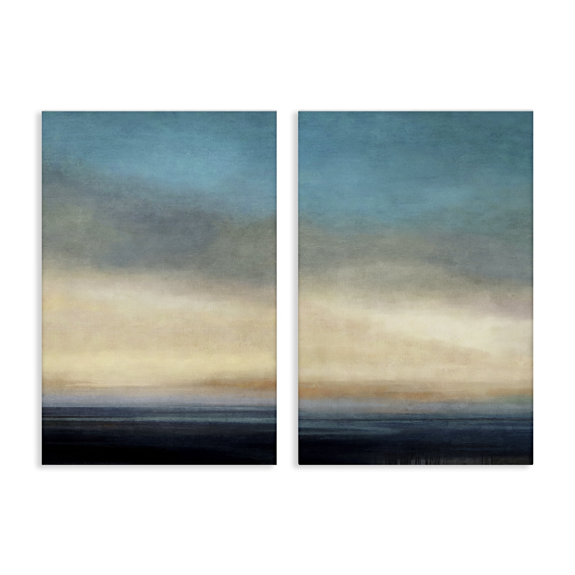 Stupell Industries Calm Tranquil Sea horizon Landscape & Nature Painting Wrapped Canvas Art Print Wall Art, 20 x 30, Set of 2