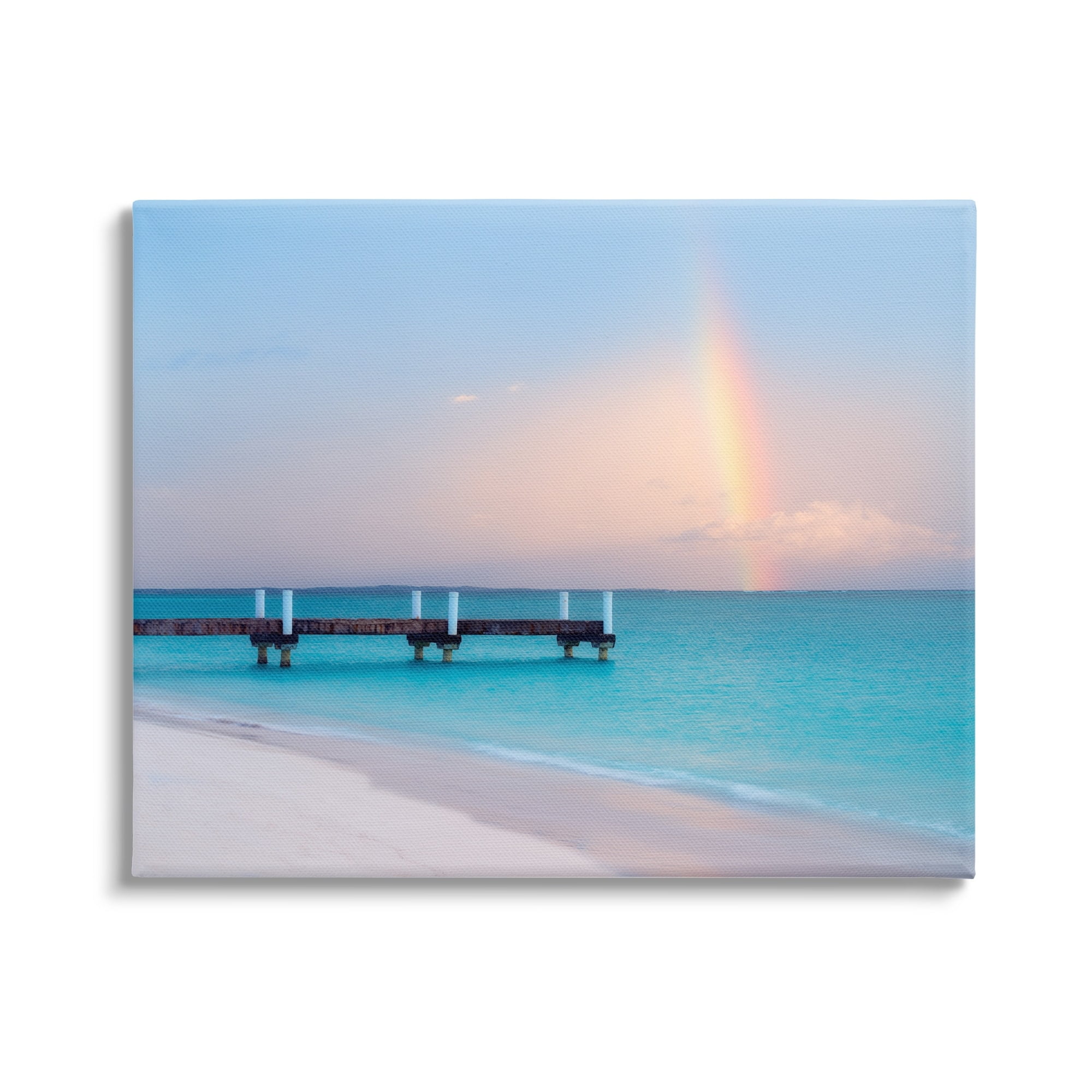 Stupell Industries Calm View Beach Rainbow Coastal Photography Gallery Wrapped Canvas Print Wall Art
