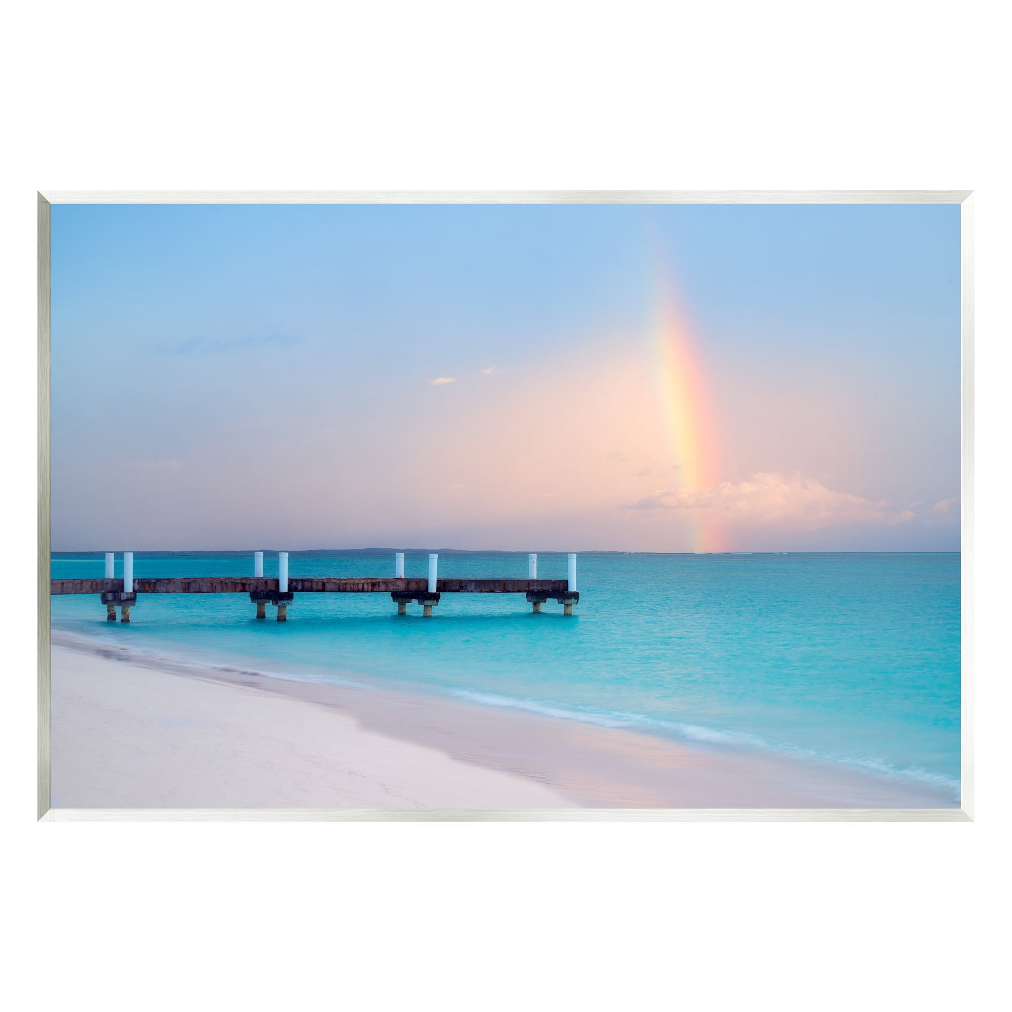 Stupell Industries Calm View Beach Rainbow Coastal Photography Unframed Art Print Wall Art
