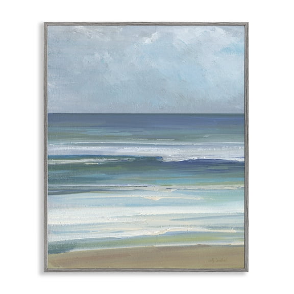 Stupell Industries Calming Beach Wave Visage Landscape & Nature Painting Gray Framed Art Print Wall Art, 24 x 30