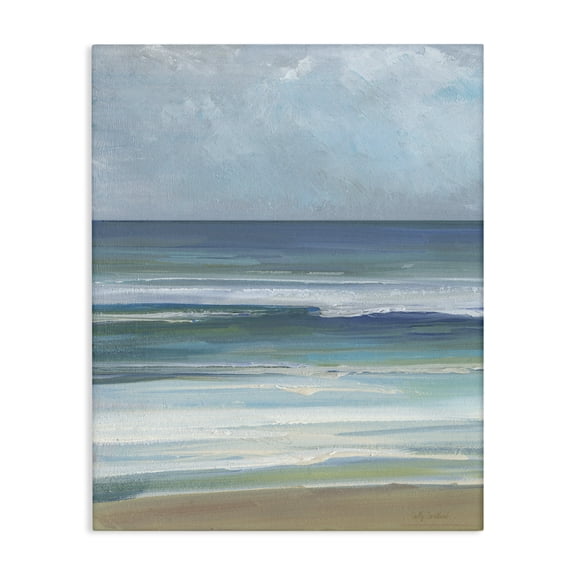 Stupell Industries Calming Beach Wave Visage Landscape & Nature Painting Wrapped Canvas Canvas Art Print Wall Art, 24 x 30