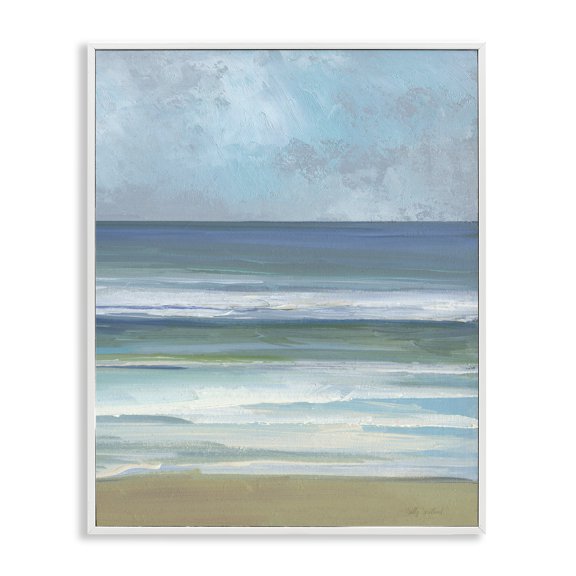 Stupell Industries Calming Blue Waves Impression Landscape & Nature Painting White Framed Art Print Wall Art, 16 x 20