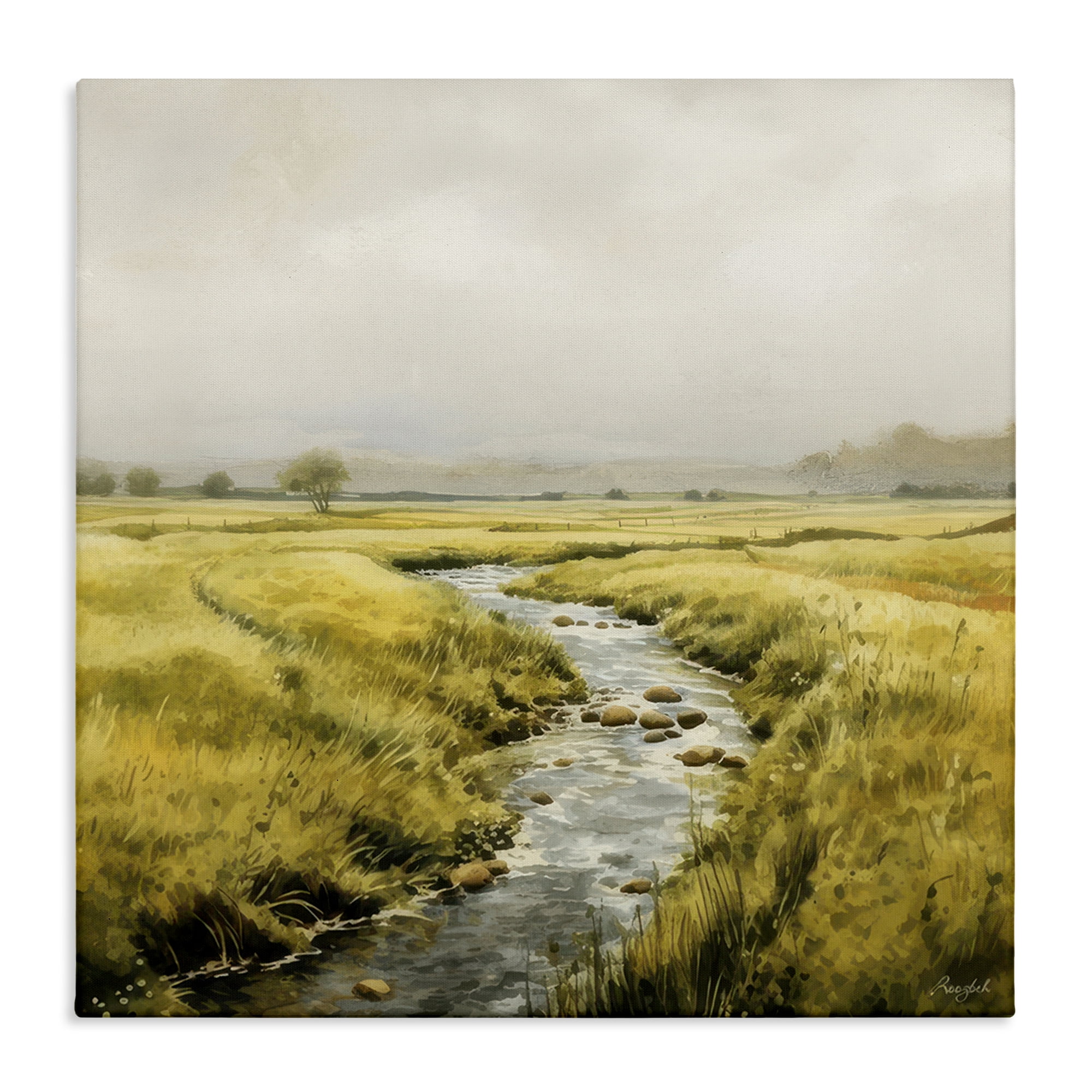 Stupell Industries Calming Horizon River Landscape & Nature Painting Wrapped Canvas Art Print Wall Art, 36 x 36