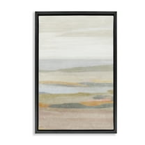 Stupell Industries Calming Neutral Beach Coastal Painting Black Floater Framed Canvas Art Print Wall Art, 17 x 25