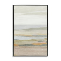 Stupell Industries Calming Neutral Beach Coastal Painting Black Framed Art Print Wall Art, 12 x 18
