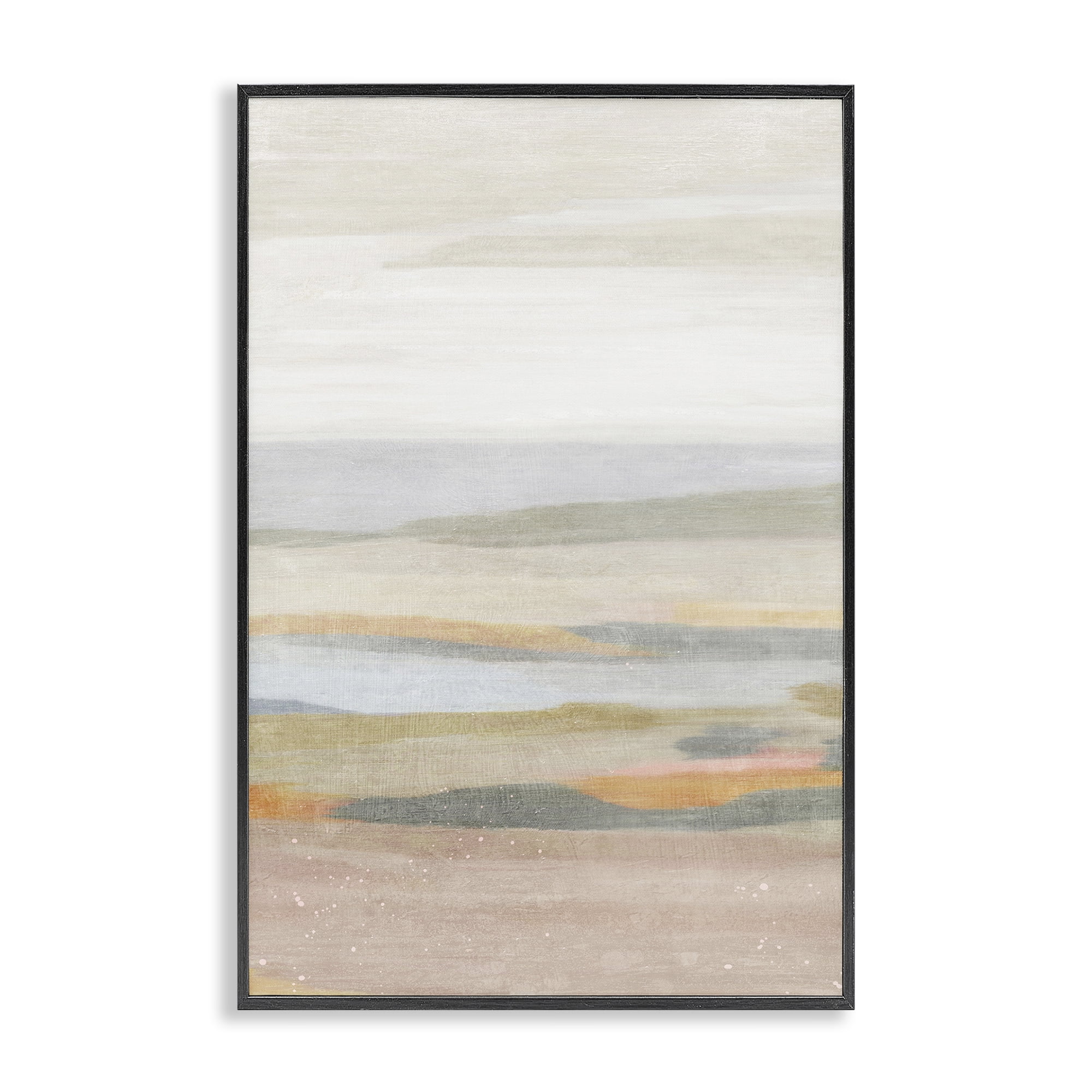 Stupell Industries Calming Neutral Beach Coastal Painting Black Framed Art Print Wall Art, 20 x 30