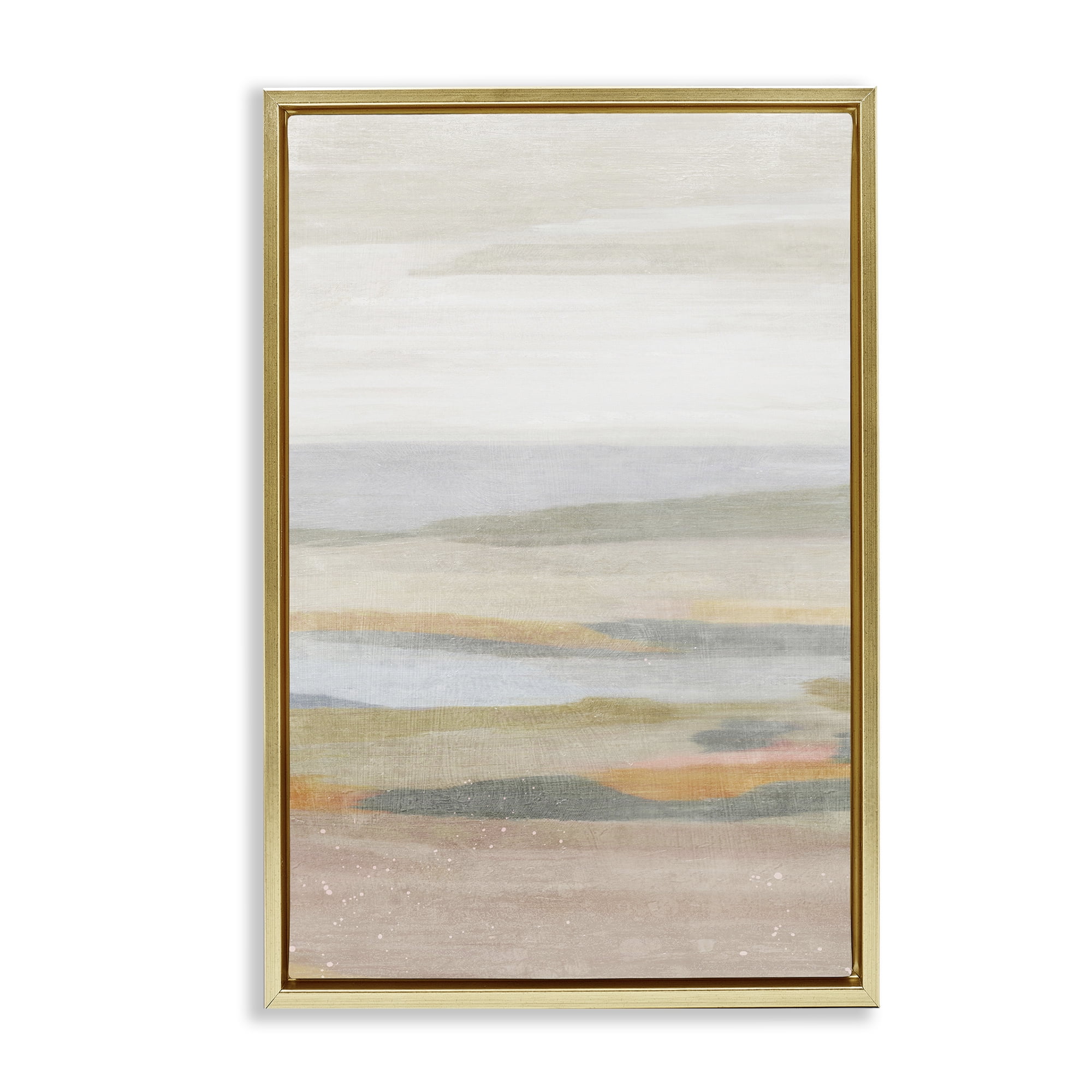 Stupell Industries Calming Neutral Beach Coastal Painting Gold Floater ...