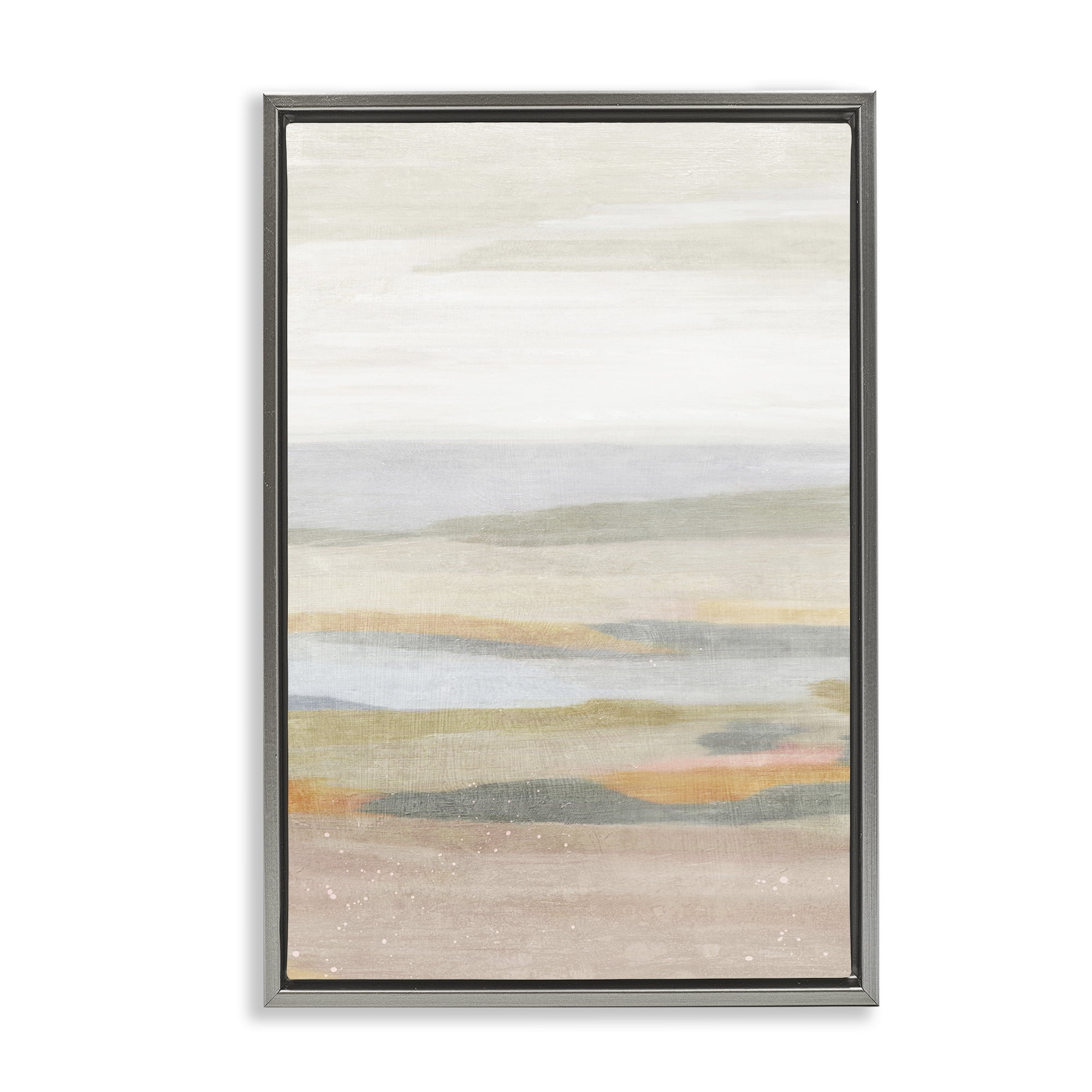 Stupell Industries Calming Neutral Beach Coastal Painting Gray Floater Framed Canvas Art Print Wall Art, 17 x 25
