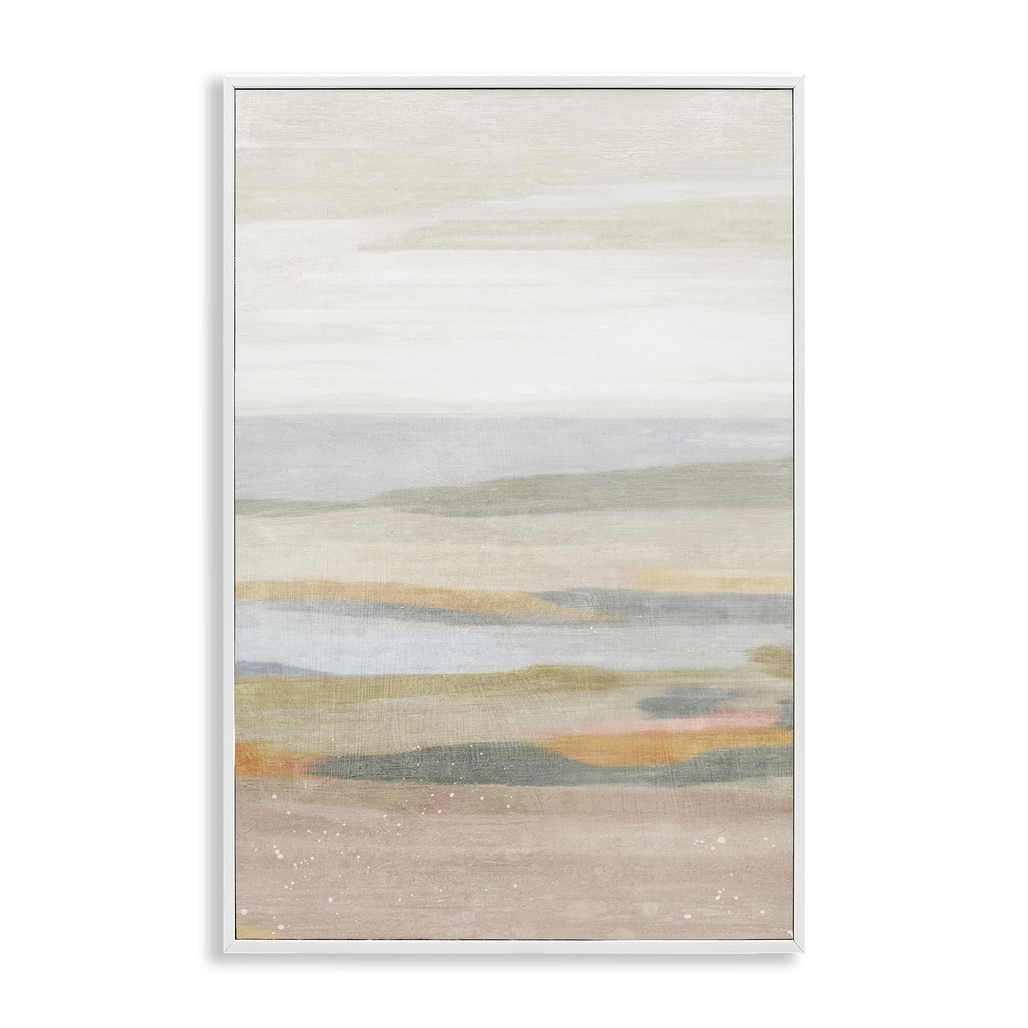 Stupell Industries Calming Neutral Beach Coastal Painting White Framed Art Print Wall Art, 16 x 24