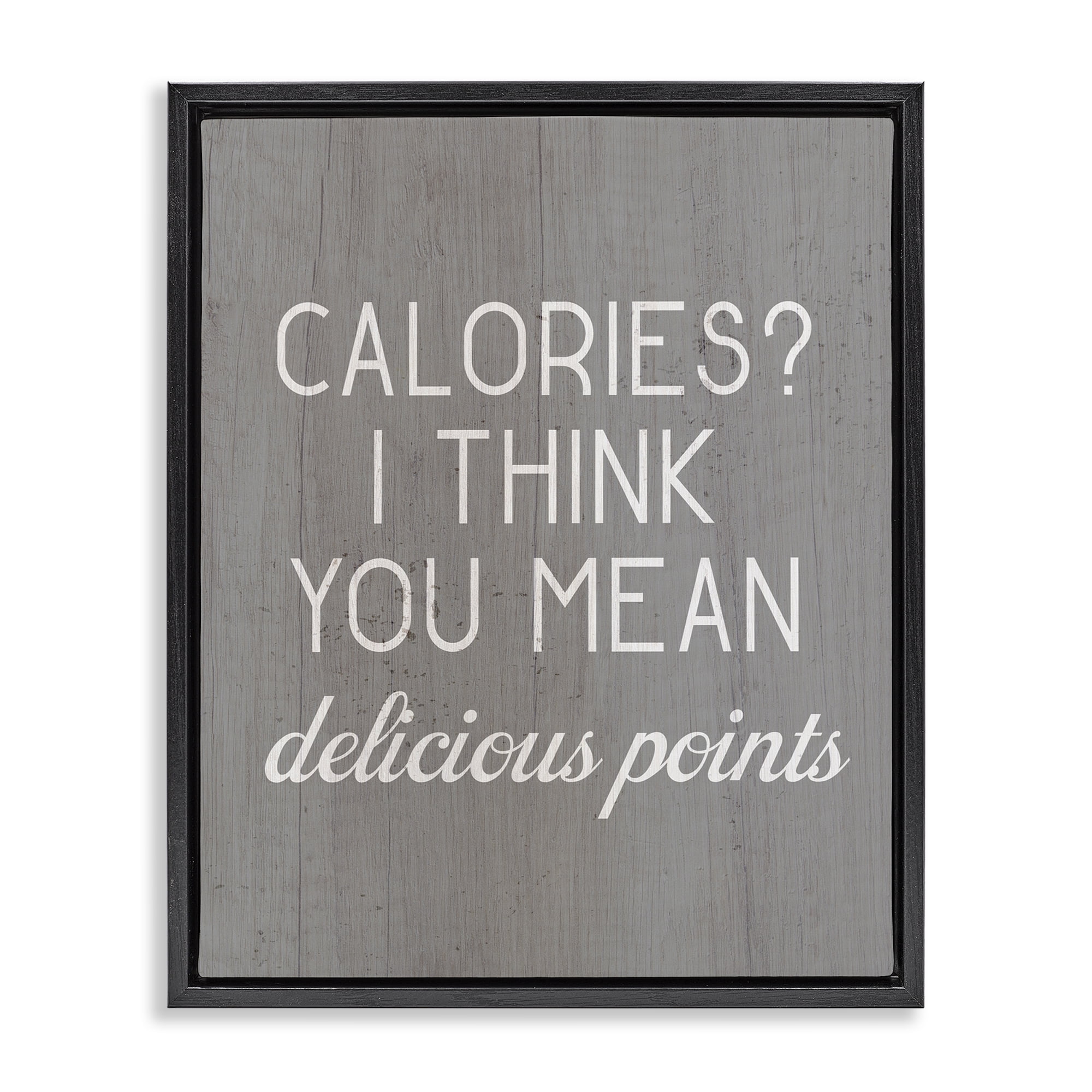 Stupell Industries Calories Delicious Points Food & Beverage Painting Black Floater Framed Art Print Wall Art, 25 x 31