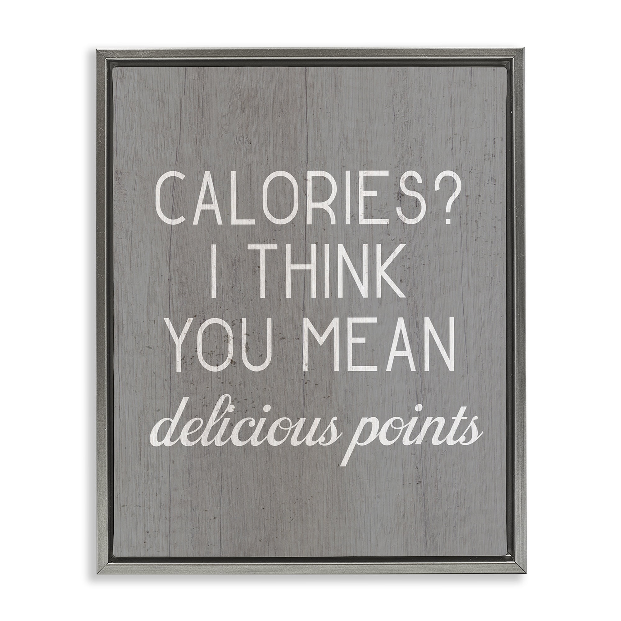 Stupell Industries Calories Delicious Points Food & Beverage Painting Gray Floater Framed Art Print Wall Art, 17 x 21