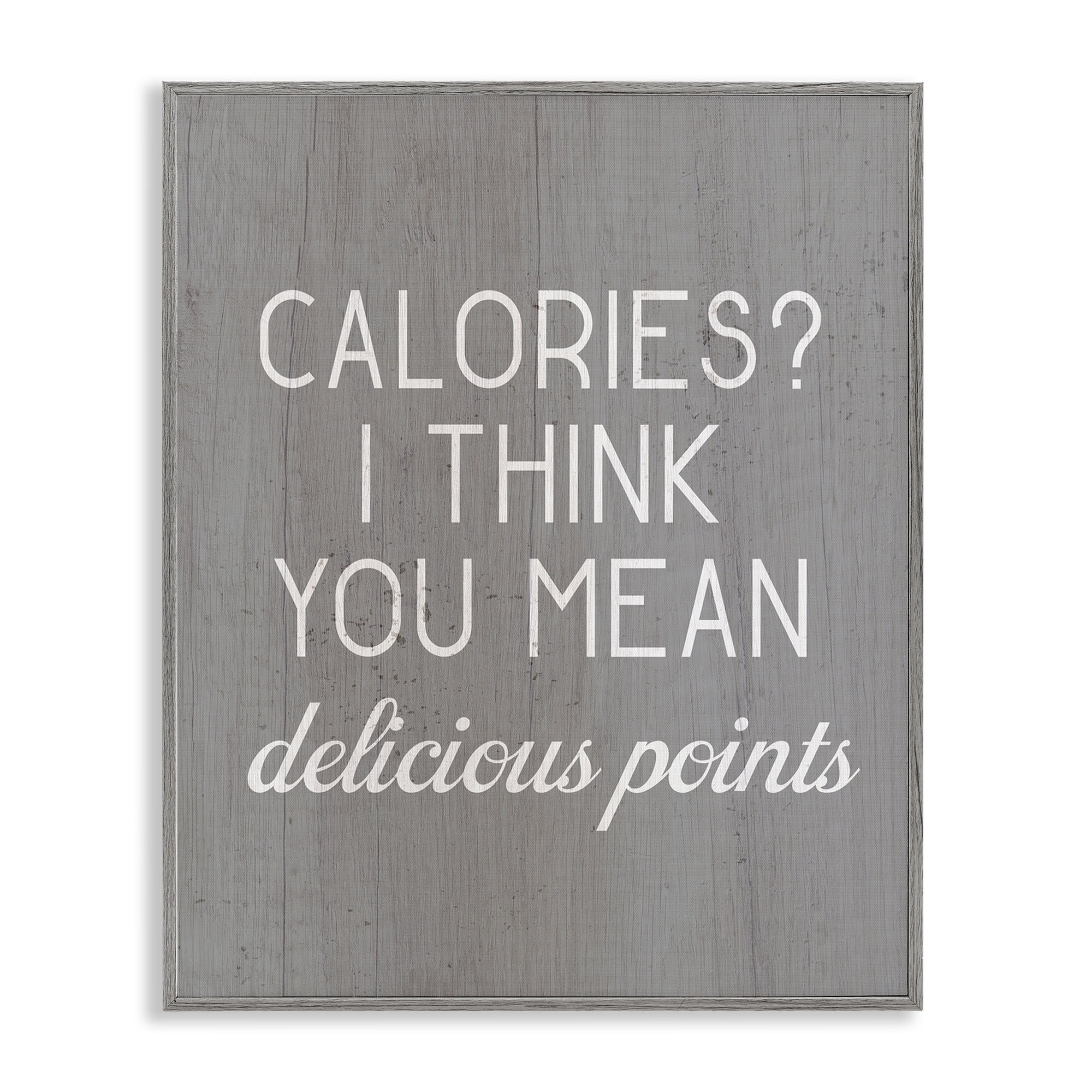 Stupell Industries Calories Delicious Points Food & Beverage Painting Gray Framed Art Print Wall Art, 11 x 14