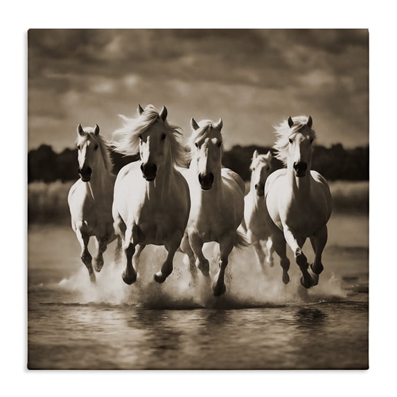 Stupell Industries Rustic Lodge Camargue Stallions Trotting Canvas Art, 17 x 17, by Noah Bay