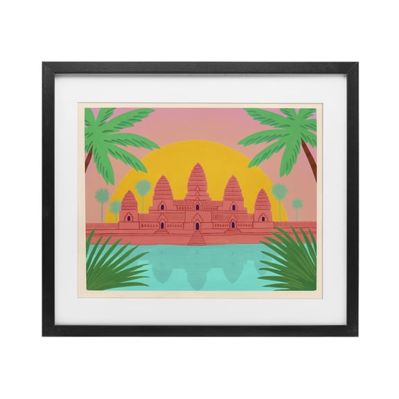 Stupell Industries Cambodia Architecture Temple Black Framed Print Under Glass design by Courtney Haley, 13 x 16