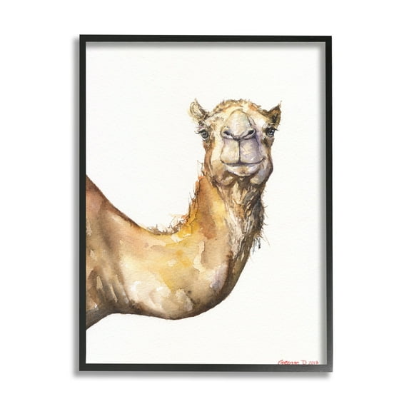 Stupell Industries Camel Side Portrait Desert Animal Tan White Black Framed, 11 x 14, Design by George Dyachenko