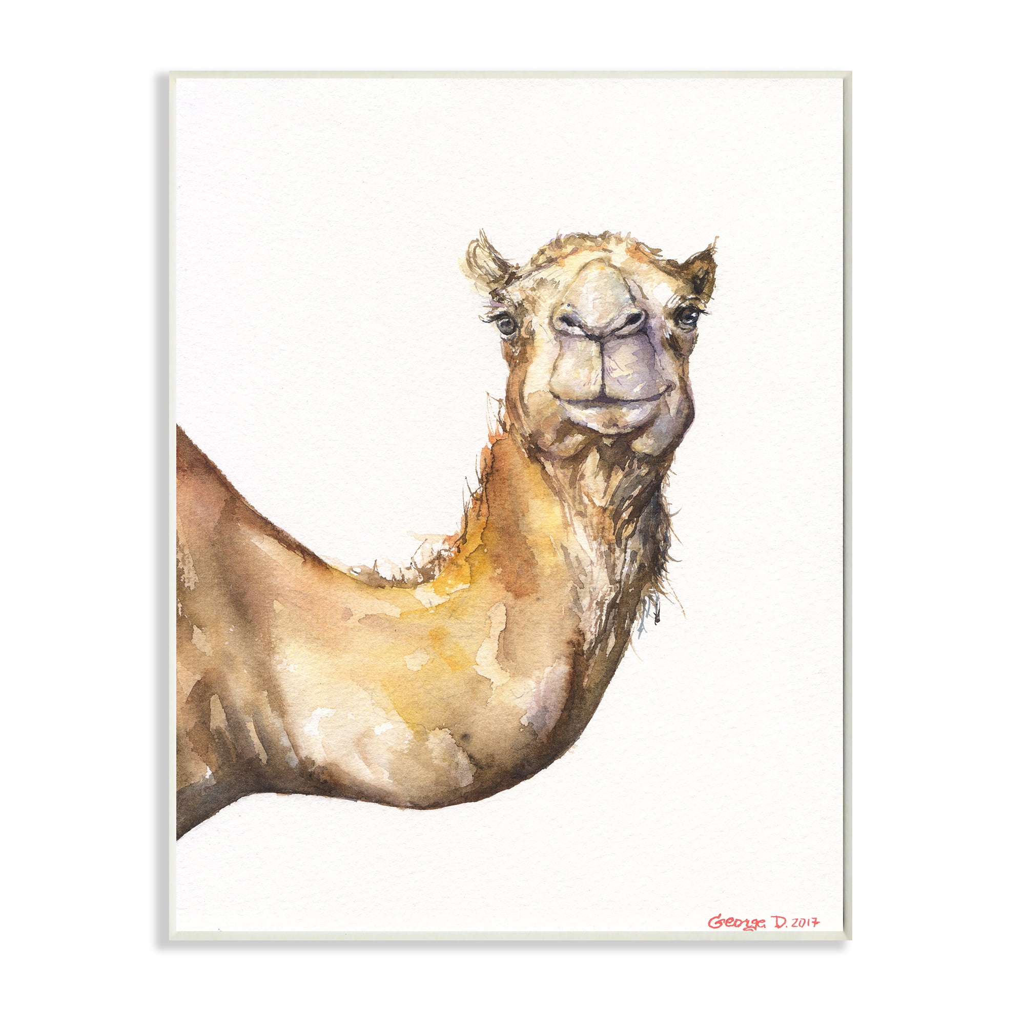 Stupell Industries Camel Side Portrait Desert Animal Tan White Wall Plaque, 10 x 15, Design by George Dyachenko