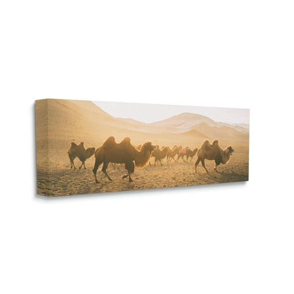 Stupell Industries Camels Marching Desert Animals Canyon Landscape Landscape Photography Gallery Wrapped Canvas Print Wall Art, 17 x 40