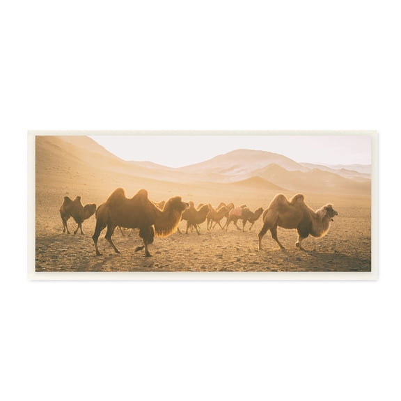 Stupell Industries Camels Marching Desert Animals Canyon Landscape Landscape Photography Unframed Art Print Wall Art, 7 x 17