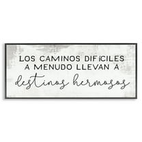 Stupell Industries Caminos Difíciles, Destinos Hermosos Inspirational Quotes & Sayings Painting Black Framed Art Print Wall Art, 24 x 10