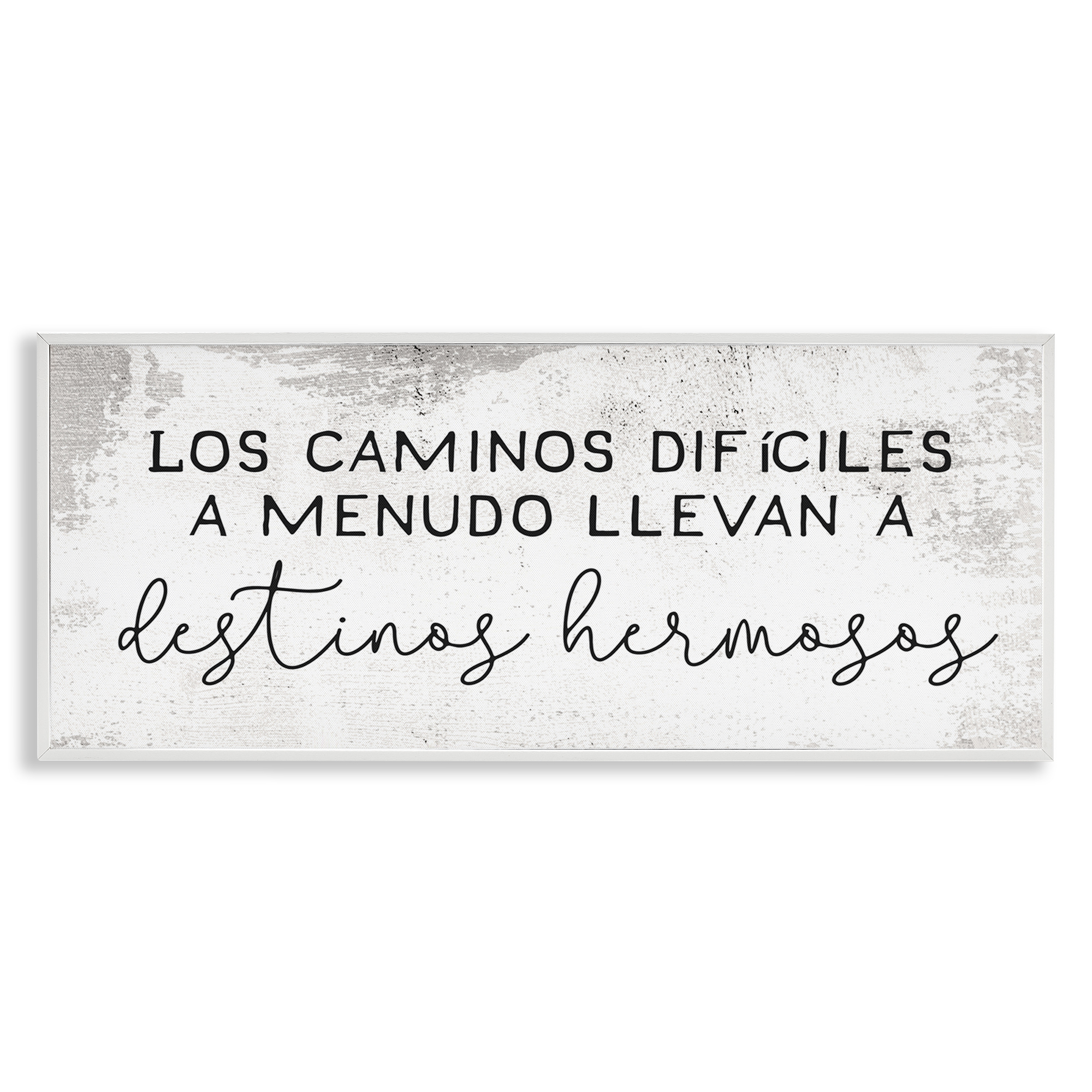 Stupell Industries Caminos Difíciles, Destinos Hermosos Inspirational Quotes & Sayings Painting White Framed Art Print Wall Art, 24 x 10