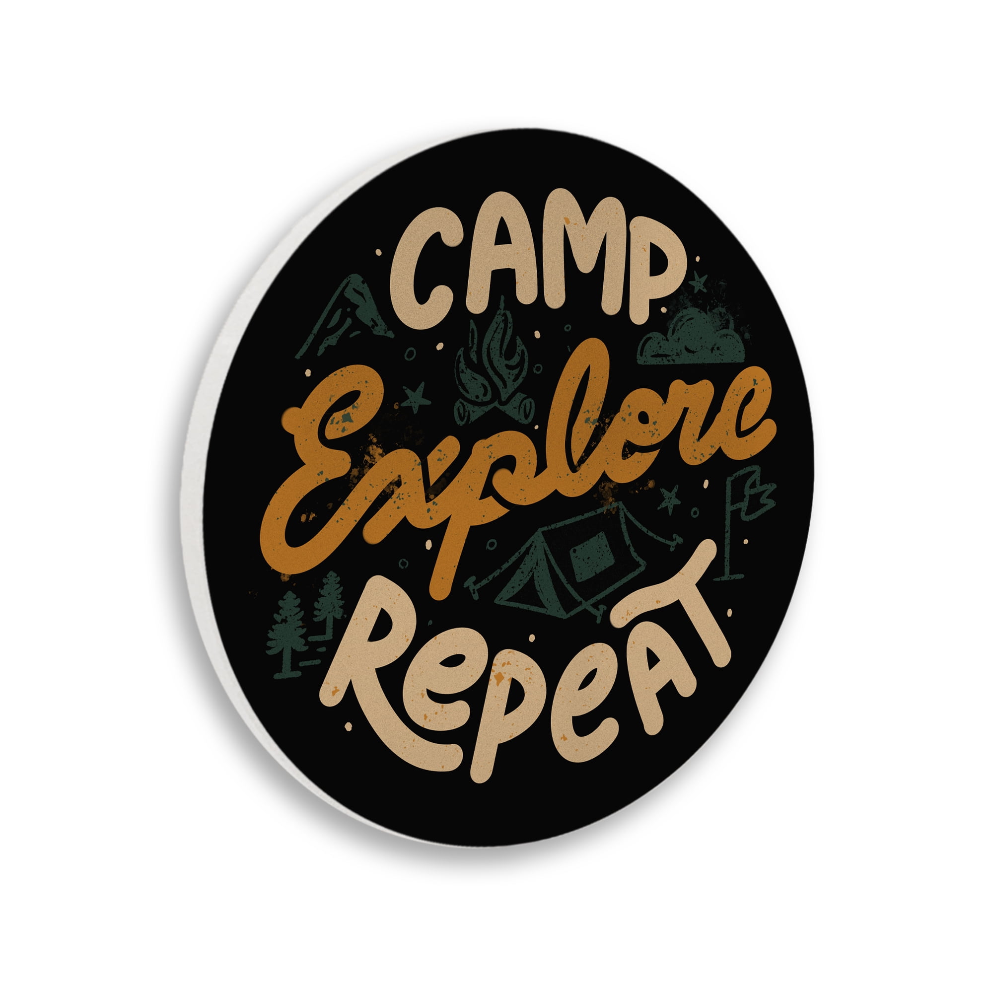 Stupell Industries Camp Explore Repeat Circular Wall Plaque, design by Tobe Fonseca