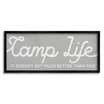 Stupell Industries Camp Life Better Than This Phrase Adventure Motivation Inspirational Painting Black Framed Art Print Wall Art, 10 x 24