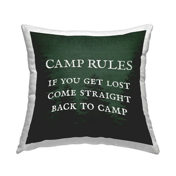 Stupell Industries Camp Rules If You Get Lost Humor Printed Throw Pillow Design by Daphne Polselli