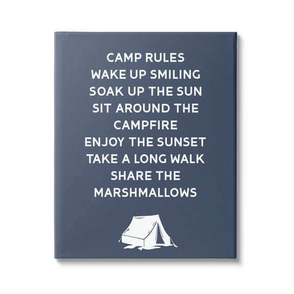 Stupell Industries Camp Rules Text Sign Enjoy Camping Tent Motif Canvas Wall Art, 36 x 48, Design by Lil' Rue
