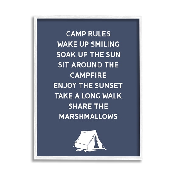 Stupell Industries Camp Rules Text Sign Enjoy Camping Tent Motif Framed Wall Art, 16 x 20, Design by Lil' Rue