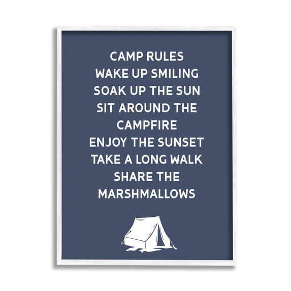 Stupell Industries Camp Rules Text Sign Enjoy Camping Tent Motif Framed Wall Art, 24 x 30, Design by Lil' Rue