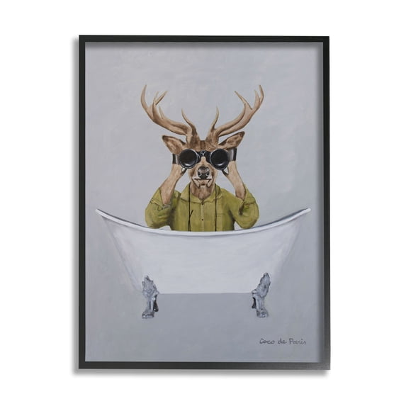 Stupell Industries Camping Deer Binoculars Vintage Bathtub Illustration , 24 x 30, Design by Coco de Paris