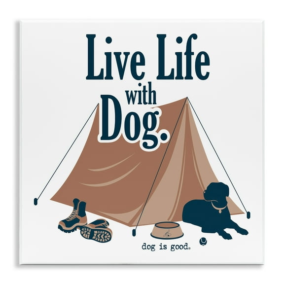 Stupell Industries Camping Life with Dog Animals Painting Unframed Art Print Wall Art, 12 x 12