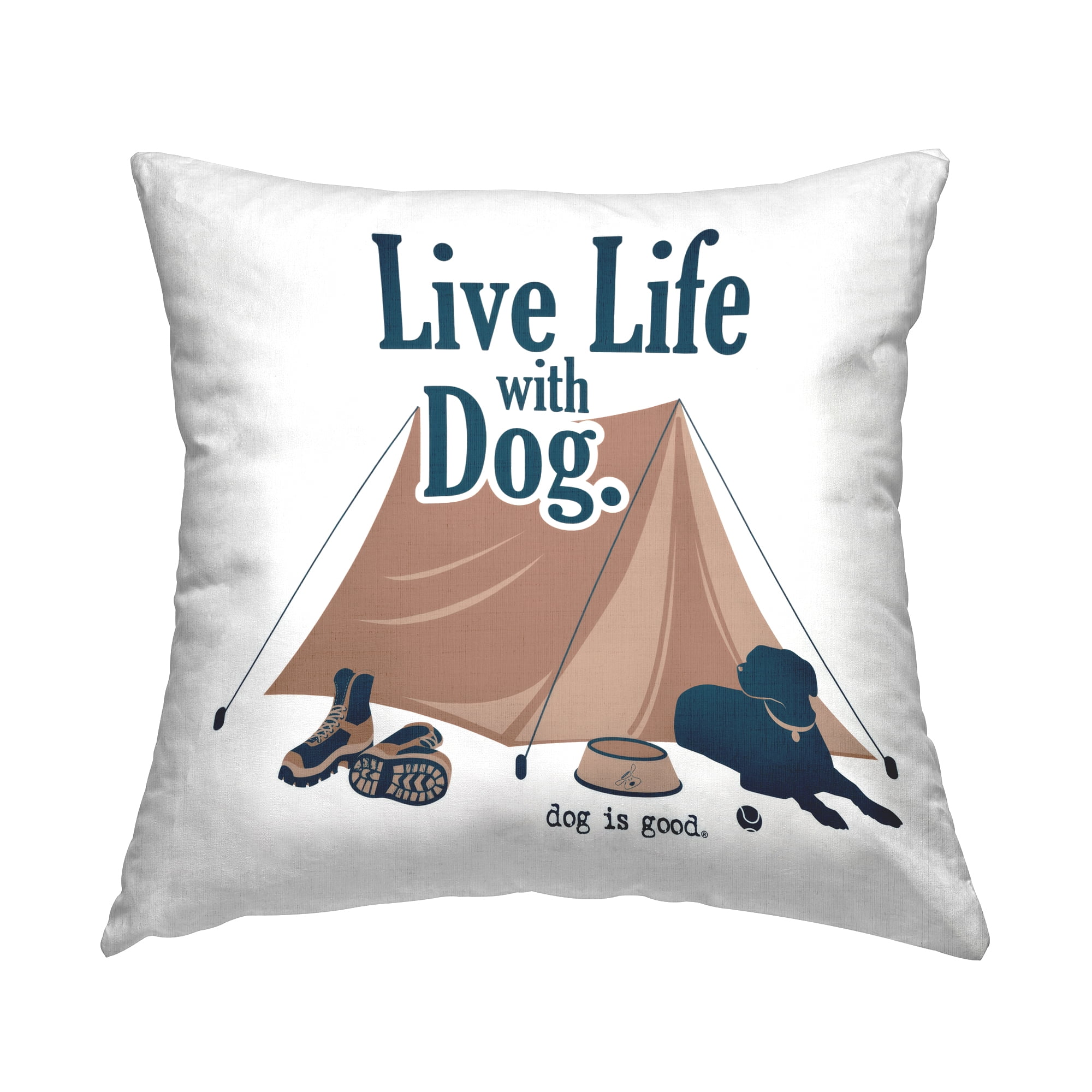 Stupell Industries Camping Life with Dog Decorative Printed Throw Pillow Design by Dog Is Good.