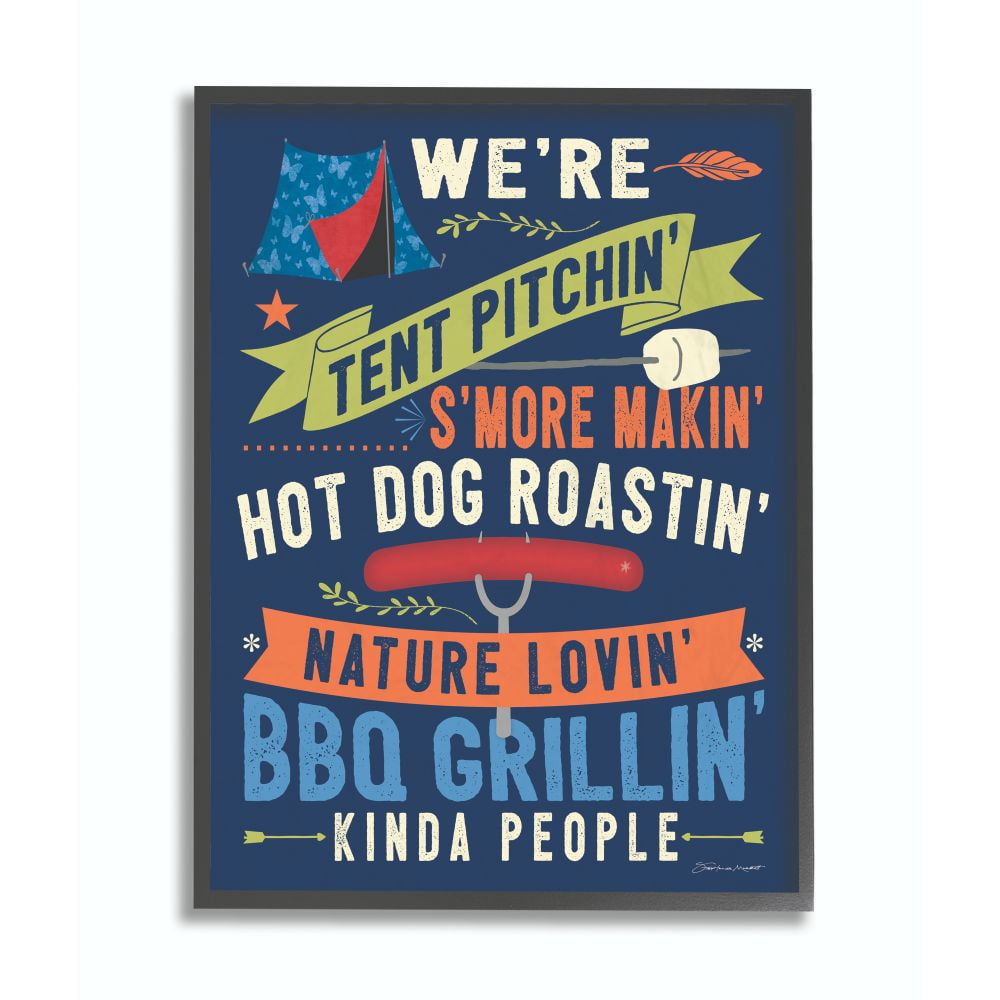 Stupell Industries Camping People Country Home Blue Word Design Framed Giclee Texturized Art by Stephanie Workman Marrott