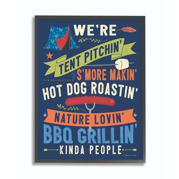 Stupell Industries Camping People Country Home Blue Word Design Framed Giclee Texturized Art by Stephanie Workman Marrott