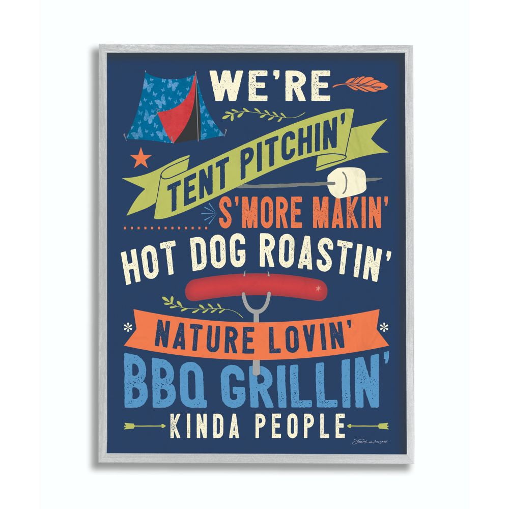 Stupell Industries Camping People Country Home Blue Word Design Gray Farmhouse Rustic Framed Giclee Texturized Art by Stephanie Workman Marrott
