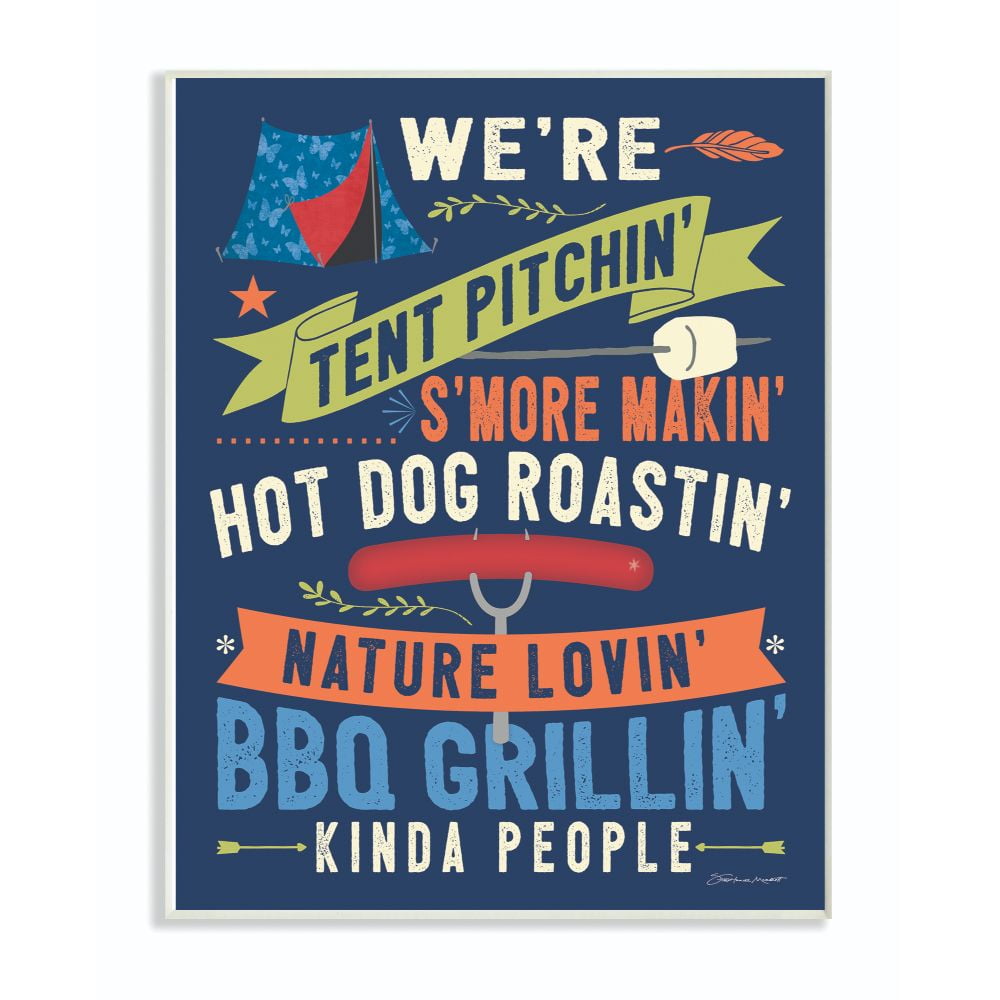 Stupell Industries Camping People Country Home Blue Word Design Wall Plaque Art by Stephanie Workman Marrott