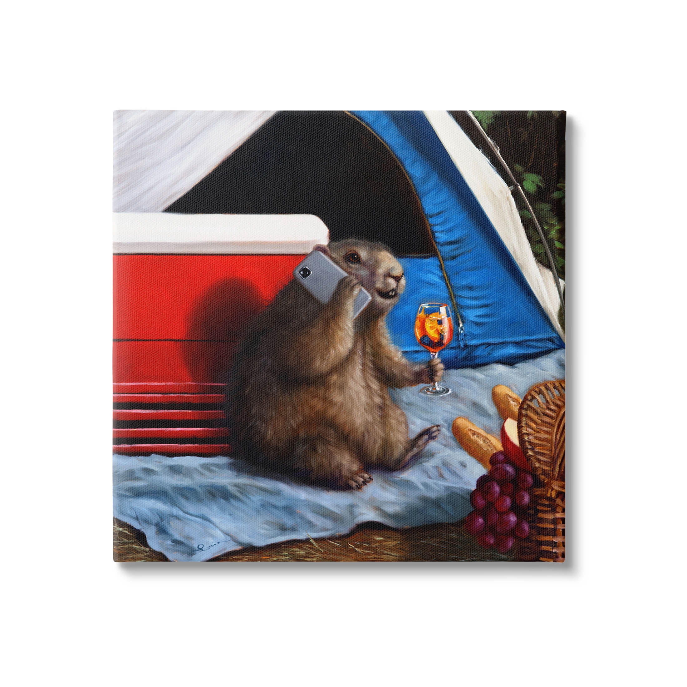 Stupell Industries Camping Tent Muskrat Picnic Painting Gallery Wrapped Canvas Print Wall Art, Design by Lucia Heffernan
