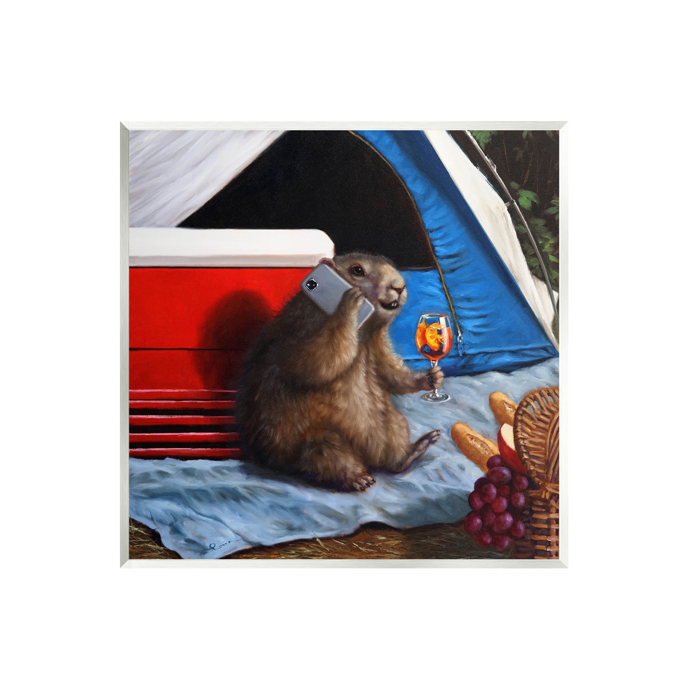 Stupell Industries Camping Tent Muskrat Picnic Painting Unframed Art Print Wall Art, Design by Lucia Heffernan