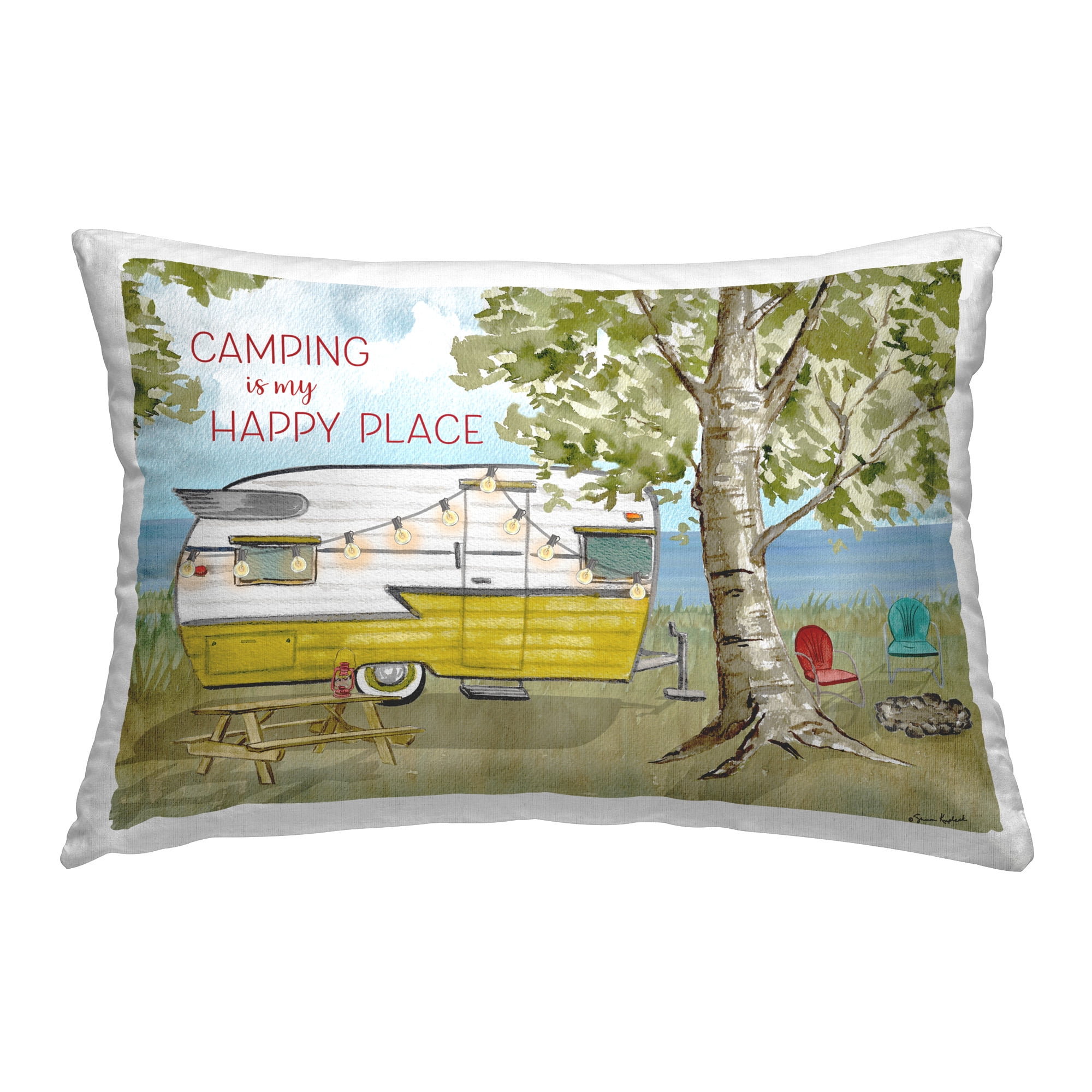 Stupell Industries Camping is Happy Place Decorative Printed Throw Pillow Design by Sharon Kuplack