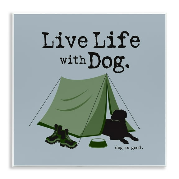Stupell Industries Camping with Dog Animals Painting Unframed Art Print Wall Art, 12 x 12